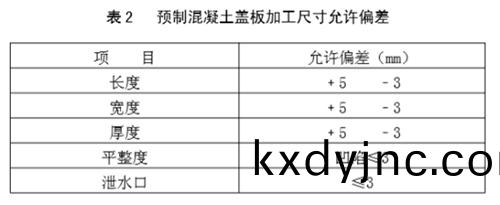 預(yu)製混凝土蓋闆加工尺寸
