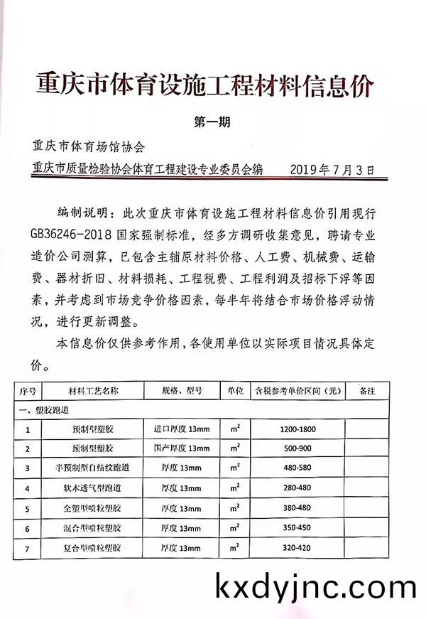 育場地場館(guan)、中小學塑膠跑道建(jian)設信息價